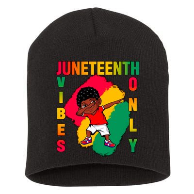 Juneteenth Vibes Only Dabbing African American Boys Short Acrylic Beanie