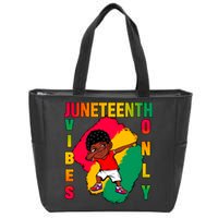 Juneteenth Vibes Only Dabbing African American Boys Zip Tote Bag