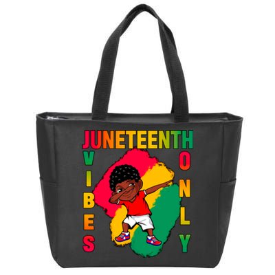 Juneteenth Vibes Only Dabbing African American Boys Zip Tote Bag