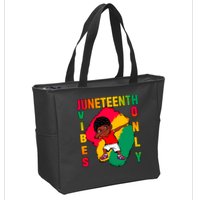 Juneteenth Vibes Only Dabbing African American Boys Zip Tote Bag