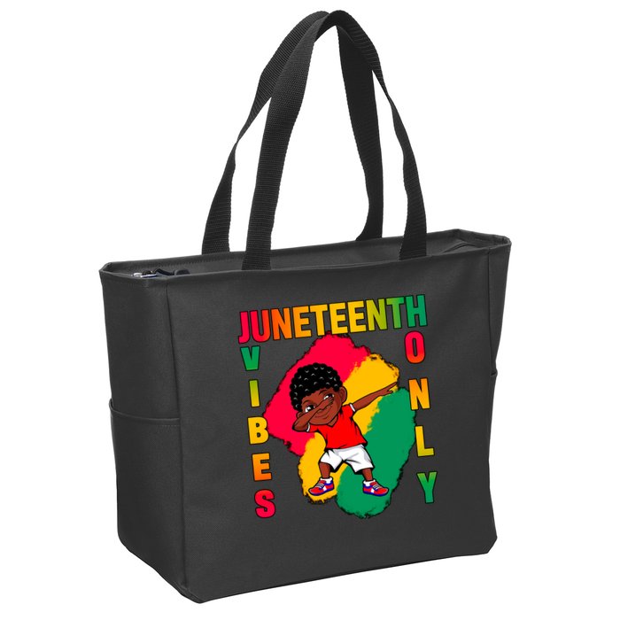 Juneteenth Vibes Only Dabbing African American Boys Zip Tote Bag