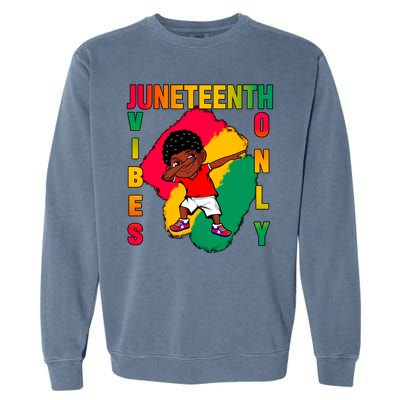 Juneteenth Vibes Only Dabbing African American Boys Garment-Dyed Sweatshirt