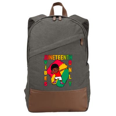 Juneteenth Vibes Only Dabbing African American Boys Cotton Canvas Backpack