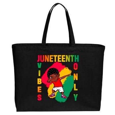 Juneteenth Vibes Only Dabbing African American Boys Cotton Canvas Jumbo Tote