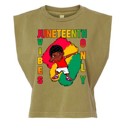 Juneteenth Vibes Only Dabbing African American Boys Garment-Dyed Women's Muscle Tee