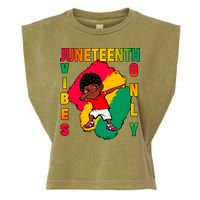 Juneteenth Vibes Only Dabbing African American Boys Garment-Dyed Women's Muscle Tee