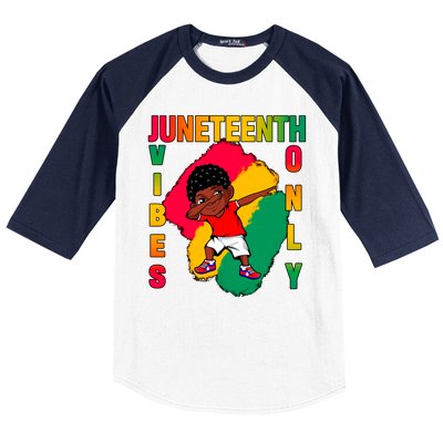 Juneteenth Vibes Only Dabbing African American Boys Baseball Sleeve Shirt