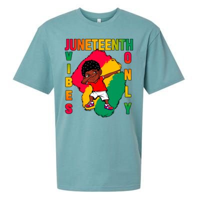 Juneteenth Vibes Only Dabbing African American Boys Sueded Cloud Jersey T-Shirt