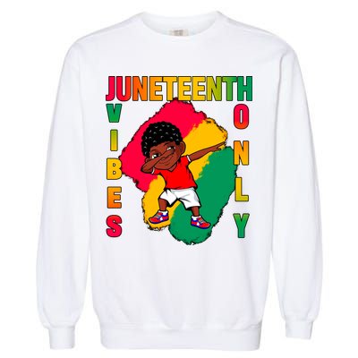 Juneteenth Vibes Only Dabbing African American Boys Garment-Dyed Sweatshirt