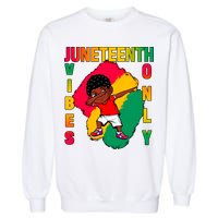 Juneteenth Vibes Only Dabbing African American Boys Garment-Dyed Sweatshirt