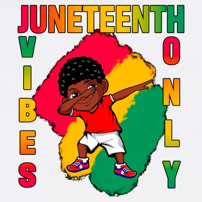 Juneteenth Vibes Only Dabbing African American Boys Garment-Dyed Sweatshirt