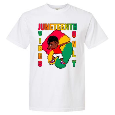 Juneteenth Vibes Only Dabbing African American Boys Garment-Dyed Heavyweight T-Shirt