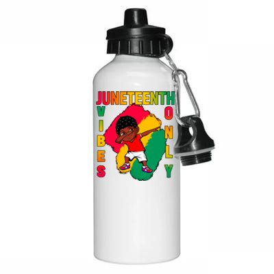 Juneteenth Vibes Only Dabbing African American Boys Aluminum Water Bottle