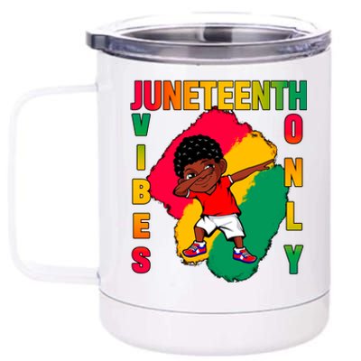 Juneteenth Vibes Only Dabbing African American Boys 12 oz Stainless Steel Tumbler Cup