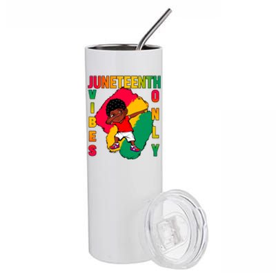 Juneteenth Vibes Only Dabbing African American Boys Stainless Steel Tumbler