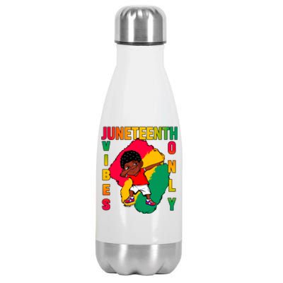 Juneteenth Vibes Only Dabbing African American Boys Stainless Steel Insulated Water Bottle