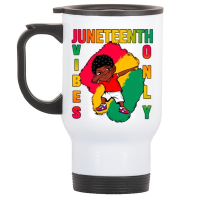 Juneteenth Vibes Only Dabbing African American Boys Stainless Steel Travel Mug