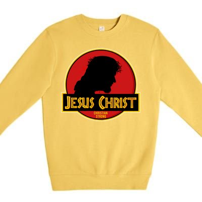 Jurassic Jesus Christ Christian Faith Premium Crewneck Sweatshirt