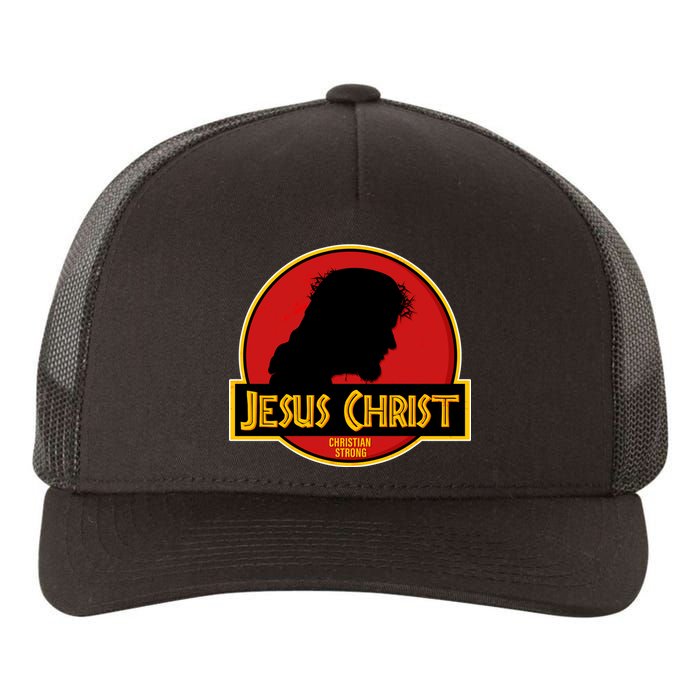 Jurassic Jesus Christ Christian Faith Yupoong Adult 5-Panel Trucker Hat