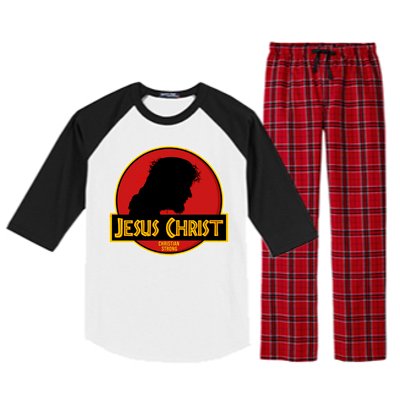 Jurassic Jesus Christ Christian Faith Raglan Sleeve Pajama Set