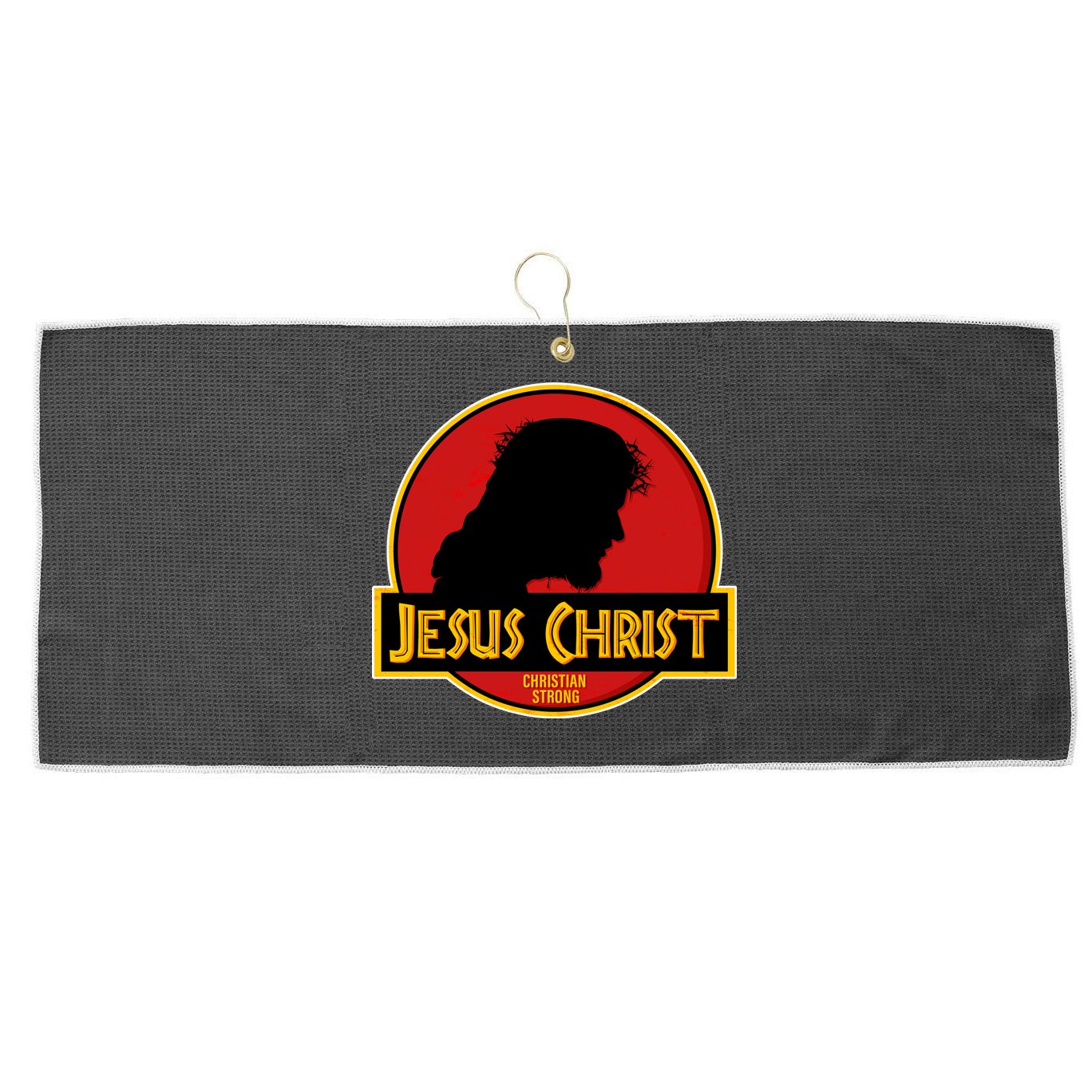Jurassic Jesus Christ Christian Faith Large Microfiber Waffle Golf Towel