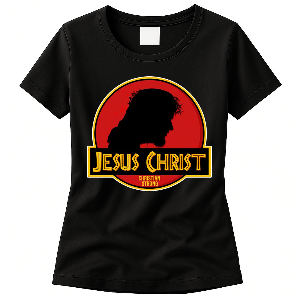 Jurassic Jesus Christ Christian Faith Womens T-Shirt