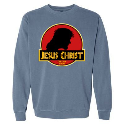 Jurassic Jesus Christ Christian Faith Garment-Dyed Sweatshirt