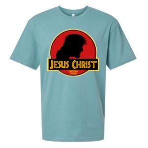 Jurassic Jesus Christ Christian Faith Sueded Cloud Jersey T-Shirt