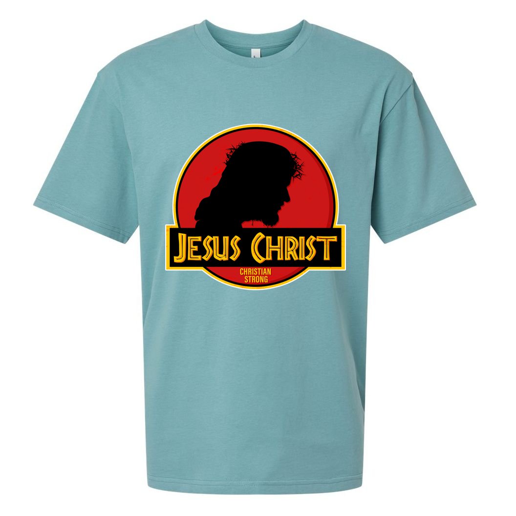 Jurassic Jesus Christ Christian Faith Sueded Cloud Jersey T-Shirt