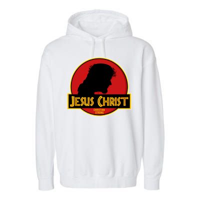 Jurassic Jesus Christ Christian Faith Garment-Dyed Fleece Hoodie