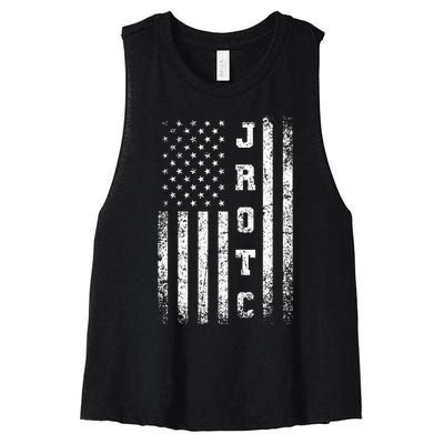 Jrotc United States Junior Rotc American Flag Cool Women's Racerback Cropped Tank