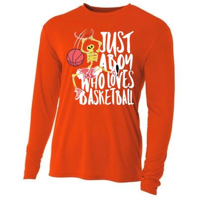 Just A Boy Who Loves Basketball Skeleton Cooling Performance Long Sleeve Crew