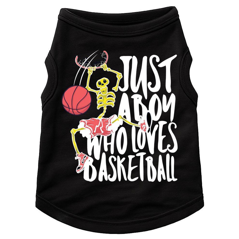 Just A Boy Who Loves Basketball Skeleton Doggie Tank