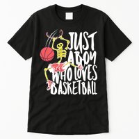 Just A Boy Who Loves Basketball Skeleton Tall T-Shirt