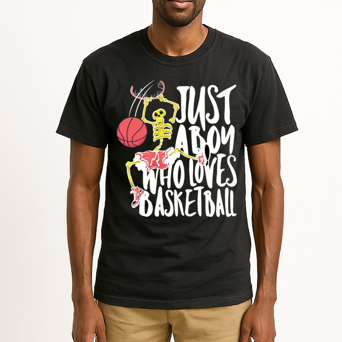 Just A Boy Who Loves Basketball Skeleton Tall T-Shirt