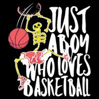 Just A Boy Who Loves Basketball Skeleton Tall T-Shirt