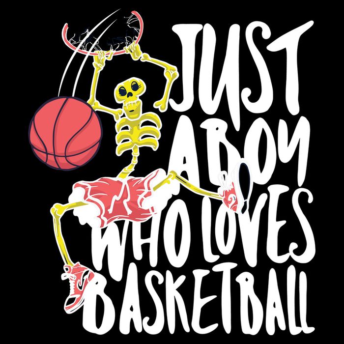 Just A Boy Who Loves Basketball Skeleton Tall T-Shirt
