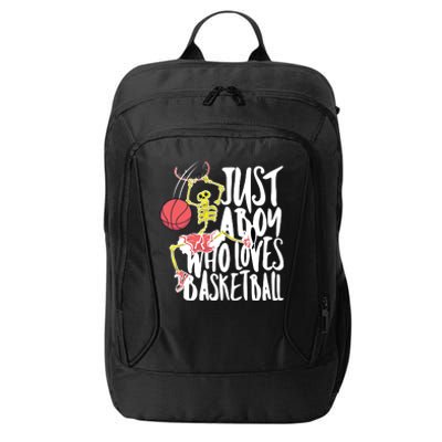 Just A Boy Who Loves Basketball Skeleton City Backpack