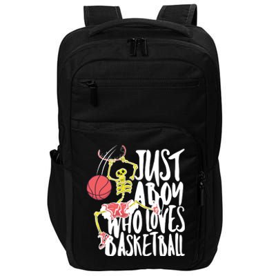 Just A Boy Who Loves Basketball Skeleton Impact Tech Backpack