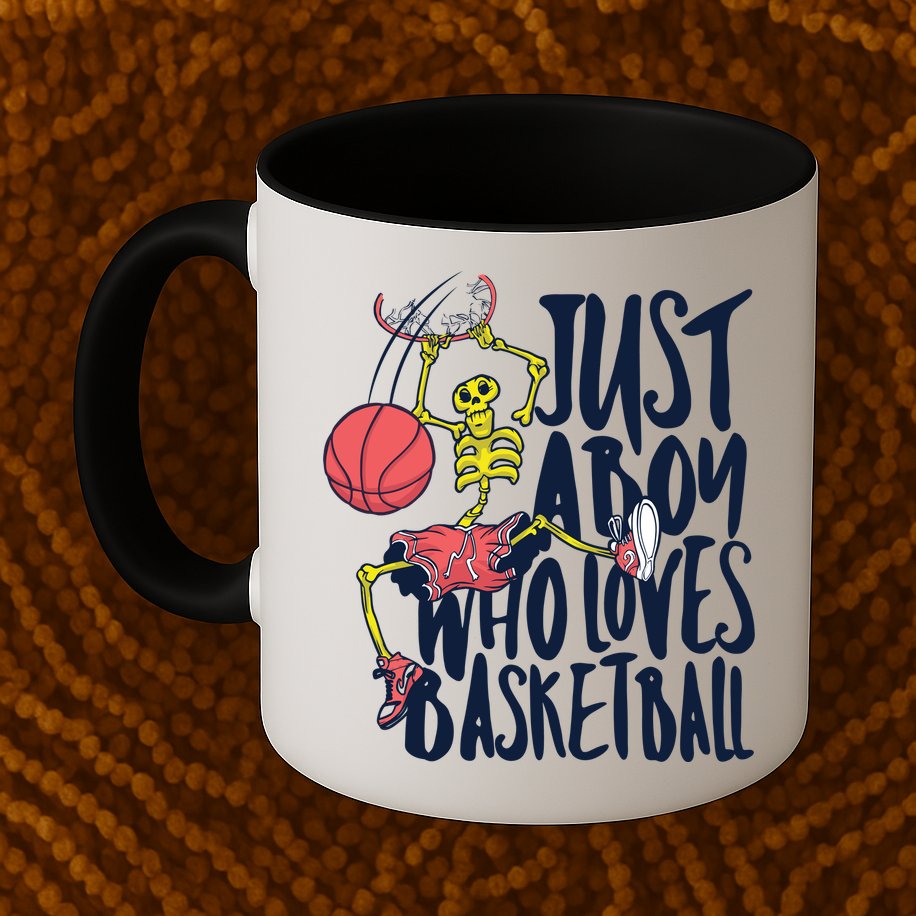 Just A Boy Who Loves Basketball Skeleton Mug