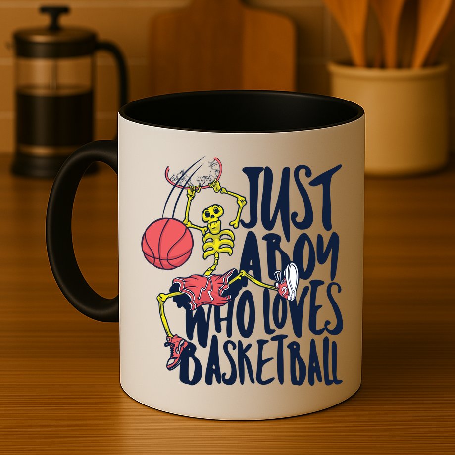 Just A Boy Who Loves Basketball Skeleton Mug