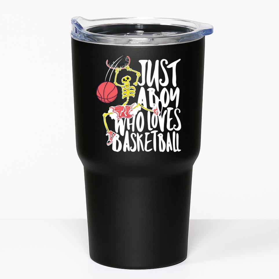 Just A Boy Who Loves Basketball Skeleton Tumbler