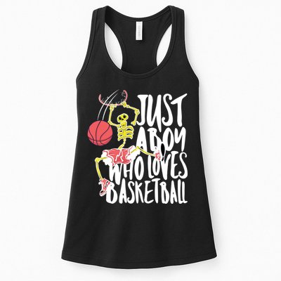 Just A Boy Who Loves Basketball Skeleton Womens Tank Top