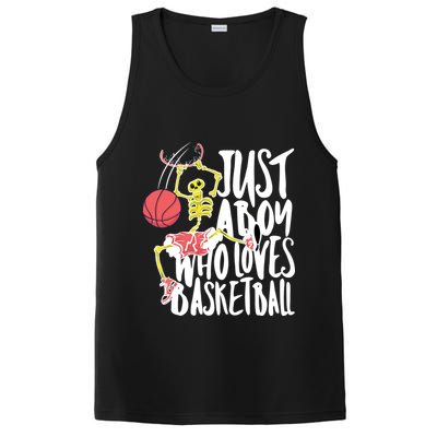Just A Boy Who Loves Basketball Skeleton PosiCharge Competitor Tank