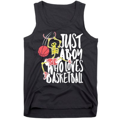 Just A Boy Who Loves Basketball Skeleton Tank Top