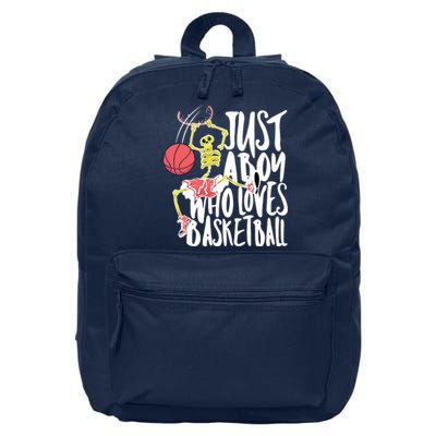 Just A Boy Who Loves Basketball Skeleton 16 in Basic Backpack