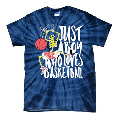 Just A Boy Who Loves Basketball Skeleton Tie-Dye T-Shirt