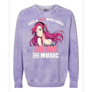 Just A Girl Who Like Anime And Music Funny Anime Colorblast Crewneck Sweatshirt