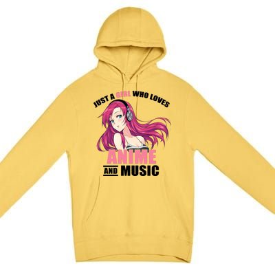 Just A Girl Who Like Anime And Music Funny Anime Premium Pullover Hoodie