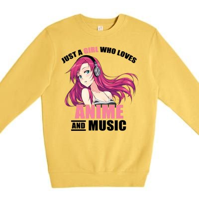 Just A Girl Who Like Anime And Music Funny Anime Premium Crewneck Sweatshirt